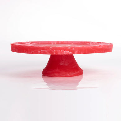 FOOTED CAKE STAND LARGE-RED SWIRL