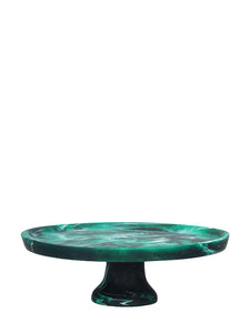 Footed Cake Stand Large - Emerald Swirl