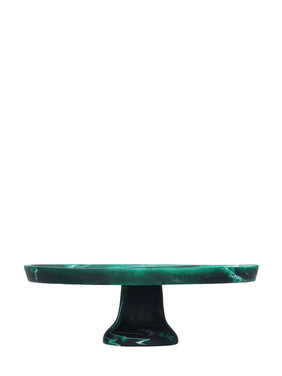 Footed Cake Stand Medium - Emerald Swirl