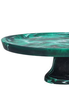 Footed Cake Stand Large - Emerald Swirl