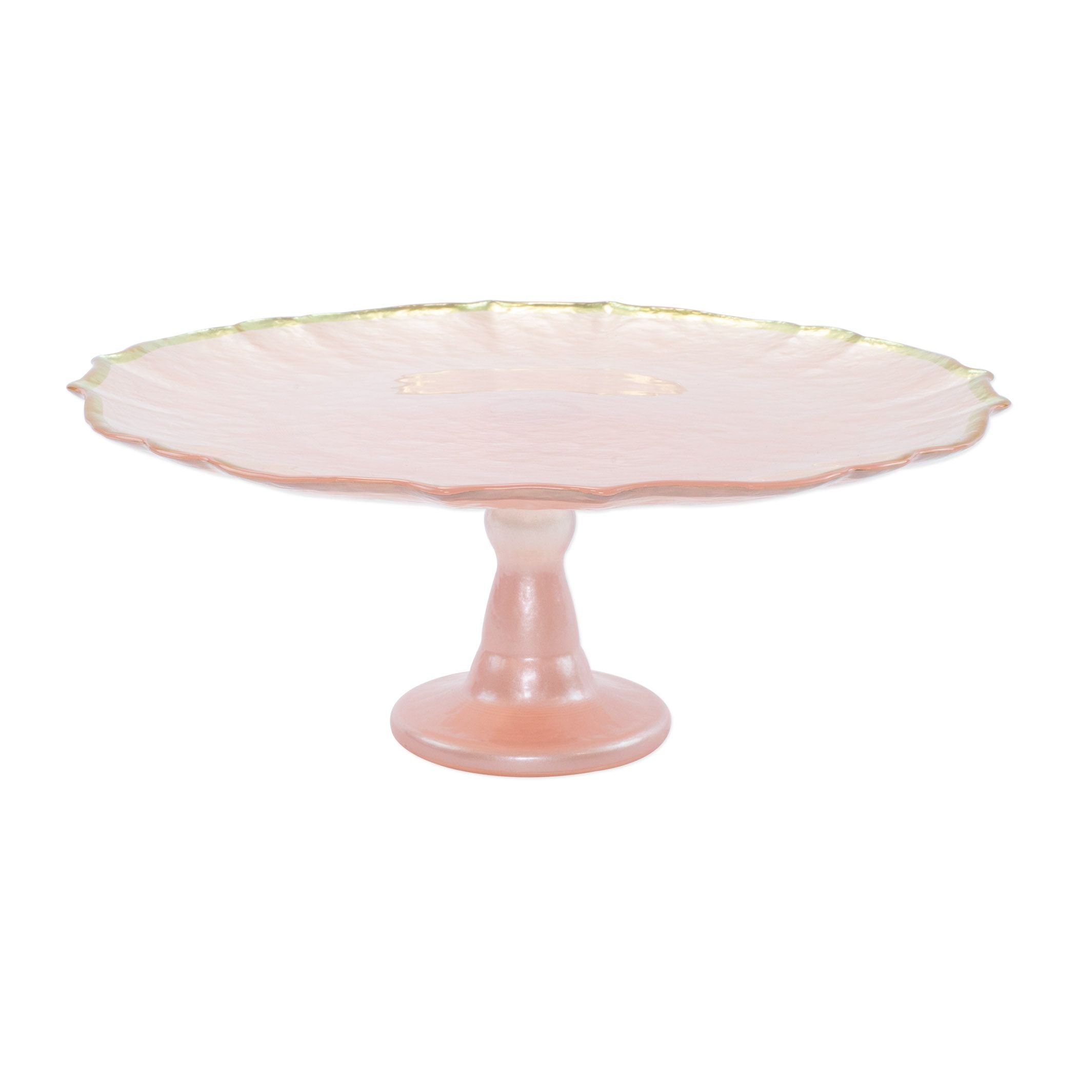 BAROQUE GLASS CAKE STAND PINK