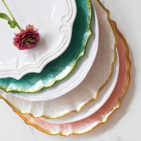 BAROQUE GLASS PLATE PINK