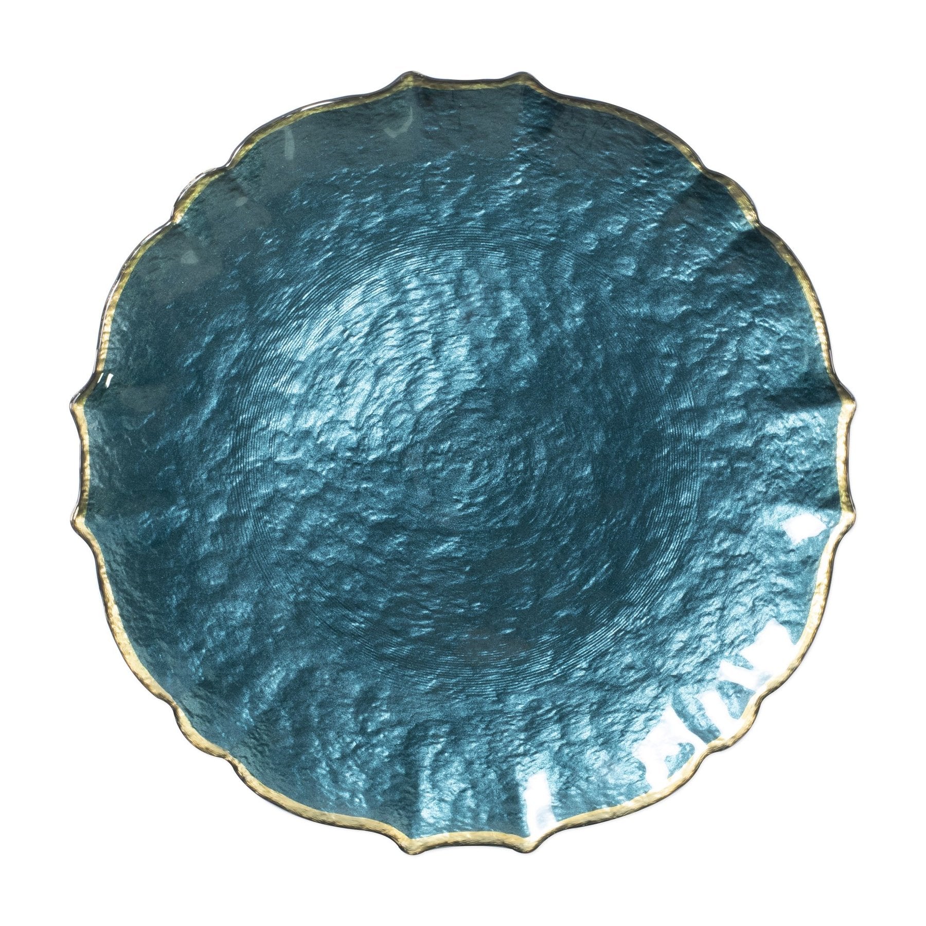 BAROQUE GLASS PLATE TEAL